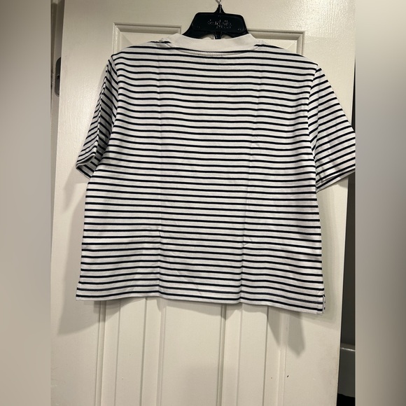 J.Crew Women's Relaxed Premium Weight Cropped TShirt Classic Ivory Stripe XS NWT - Picture 7 of 10